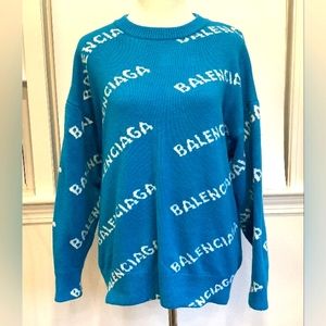 Balenciaga Baby Blue Repeat Logo Crewneck
